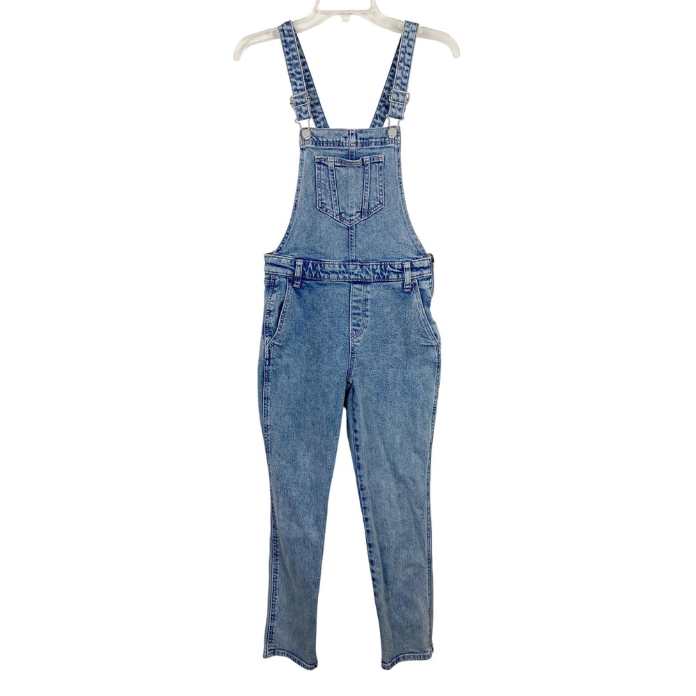 Old Navy Womens Light Acid Wash Denim Overalls Size 2 Straight Leg‎ Bib Pants
